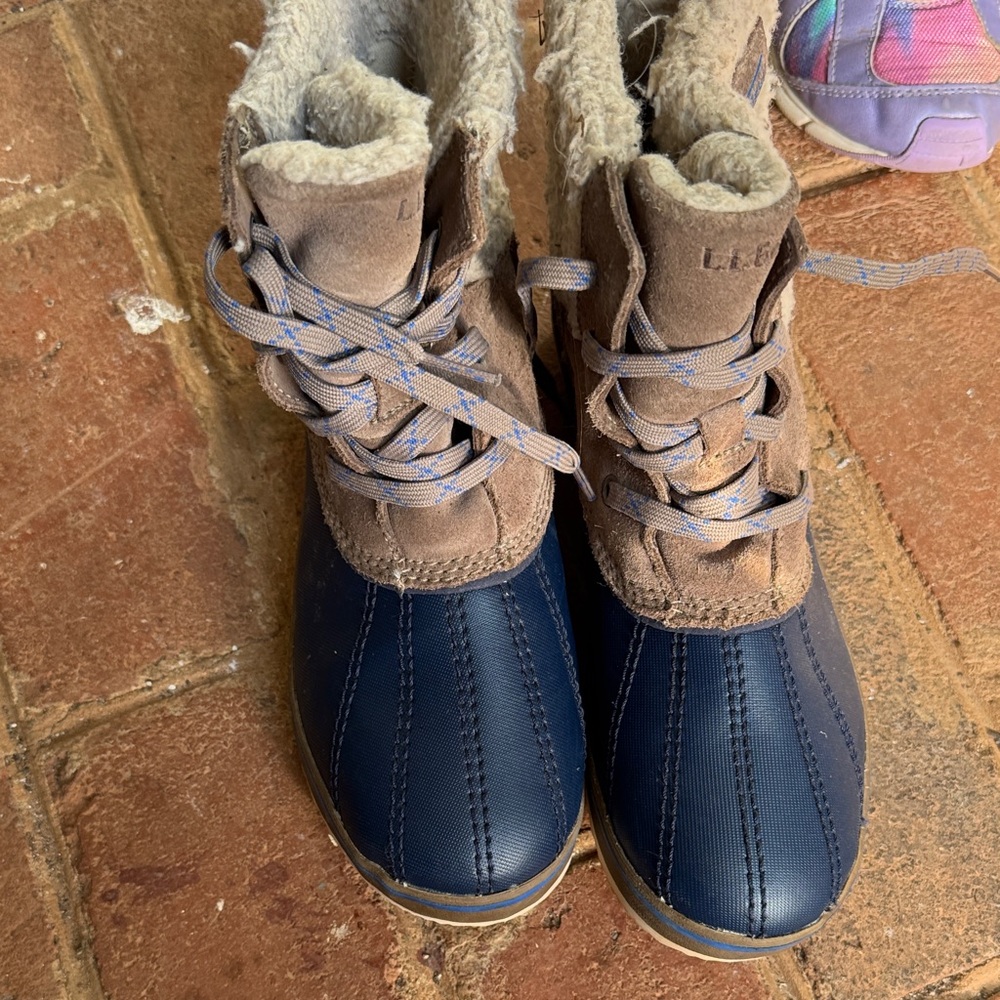 L.L. Bean Kids' Blue and Tan Boots